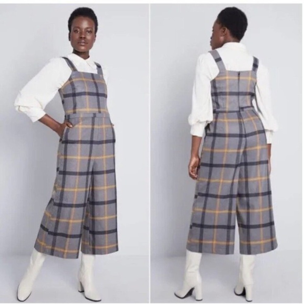 MODCLOTH PLAID JUMPSUIT Small